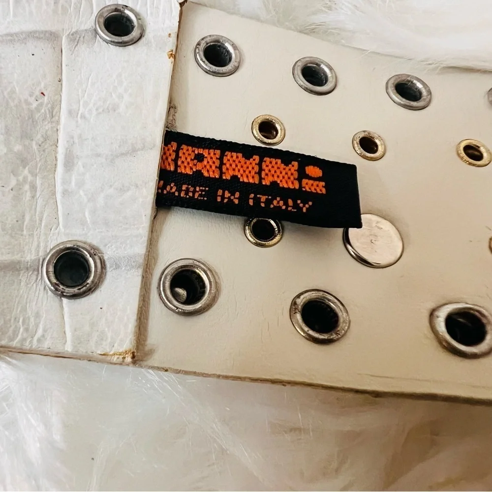 Nannini Cream and Silver Studded Belt